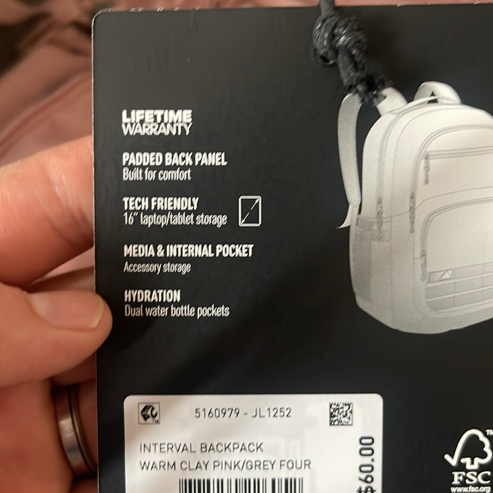Adidas Dusty Rose Men's Backpack - Picture 4 of 4